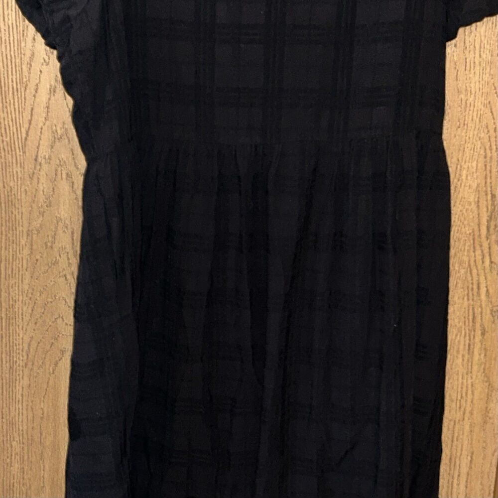 Women’s 2x Ophelia Roe Black Plaid Button-Front Midi Dress Puff Sleeve - Picture 3 of 11